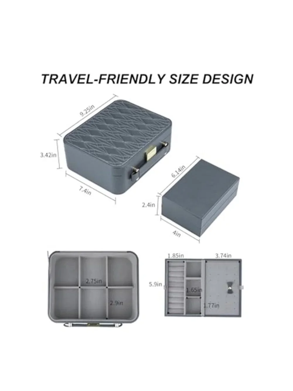 Large Travel Jewelry Box Organizer Case Leather 2 Layer Necklace Ring Storage